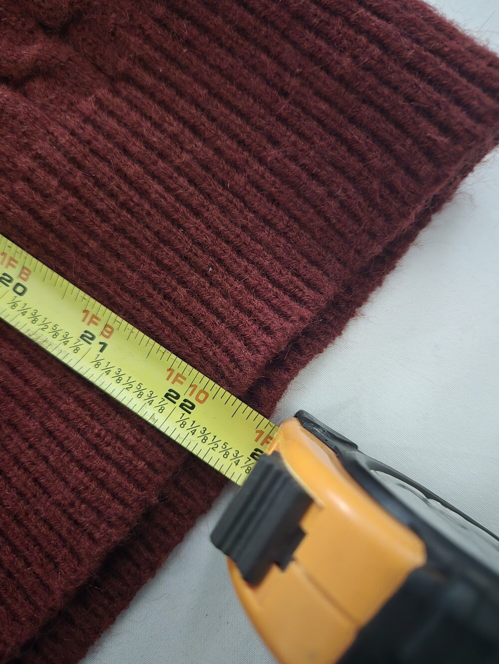 Women's Short Sleeved Maroon Cableknit Cardigan - Picture 7 of 7